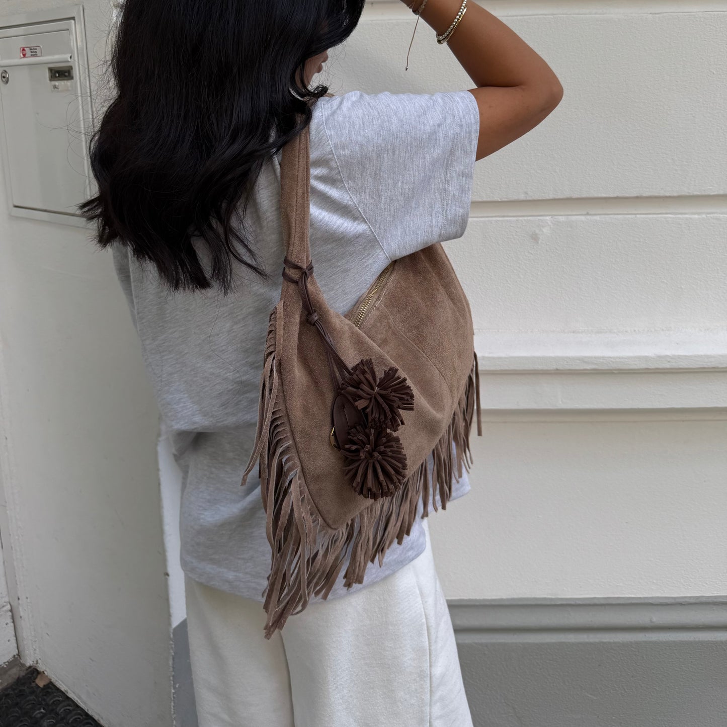 Bag Charm leather pom